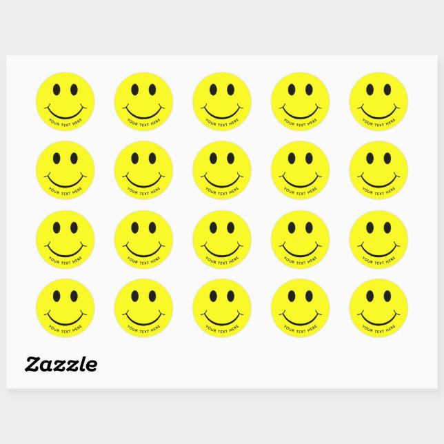 Cute Happy Yellow Face Add Text | Bottom Classic Round Sticker