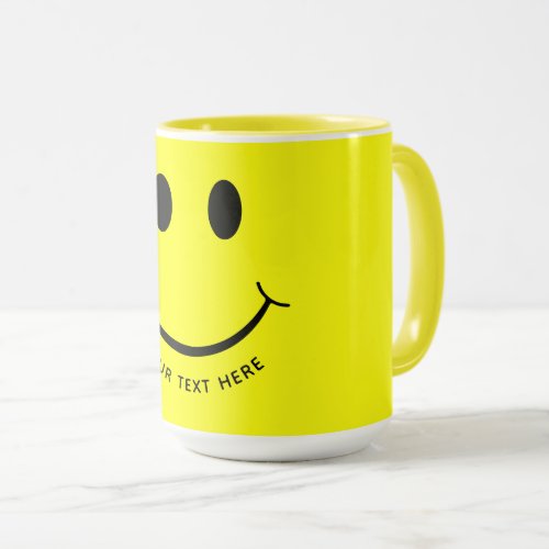 Cute Happy Yellow Face Add Text  Bottom Mug