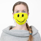 Cute Happy Yellow Face Adult Cloth Face Mask (Worn)