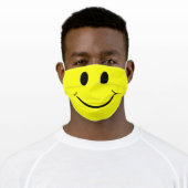 Cute Happy Yellow Face Adult Cloth Face Mask (Worn)