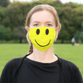 Cute Happy Yellow Face Adult Cloth Face Mask (Outside)