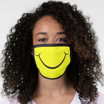 Cute Happy Yellow Face Face Mask by ironydesigns at Zazzle