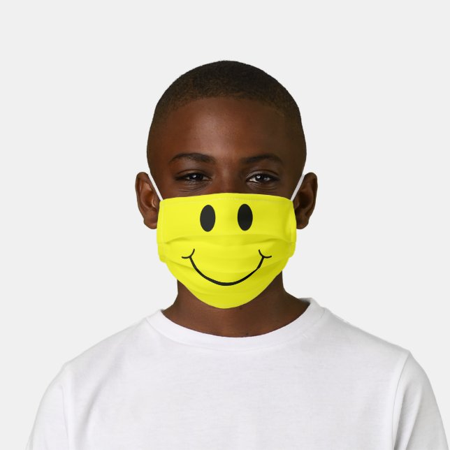 Cute Happy Yellow Face Kids' Cloth Face Mask (Worn)