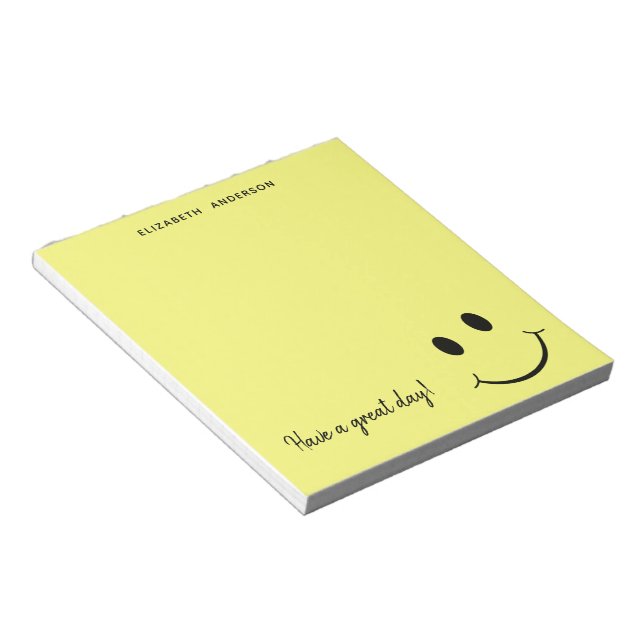 Cute Happy Yellow Face Personalized Notepad (Angled)