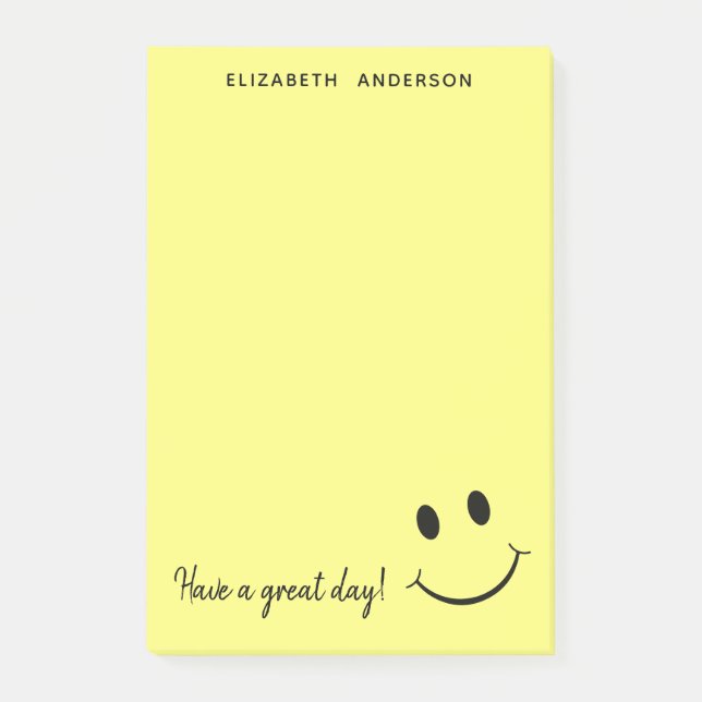 Cute Happy Yellow Face Personalized Notes (Front)