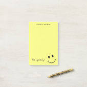 Cute Happy Yellow Face Personalized Post-it Notes (On Desk)