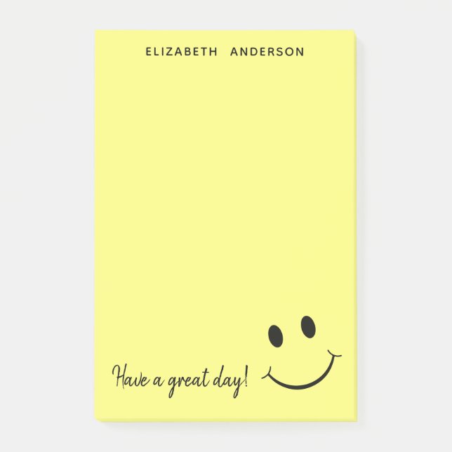 Cute Happy Yellow Face Personalized Post-it Notes (Front)
