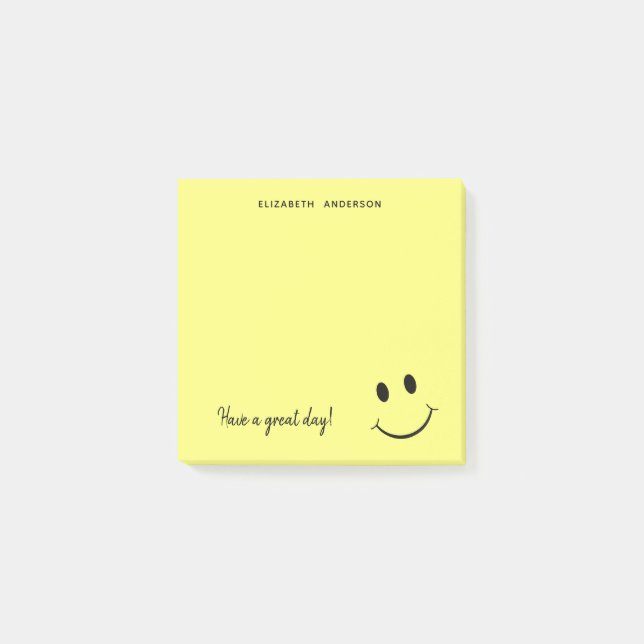 Cute Happy Yellow Face Personalized | Small Post-it Notes (Front)