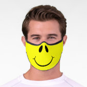 Cute Happy Yellow Face Premium Face Mask (Worn)