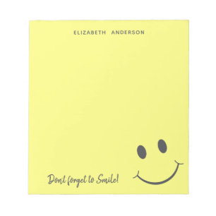 Cute Happy Yellow Face Smile Add Name Notepad