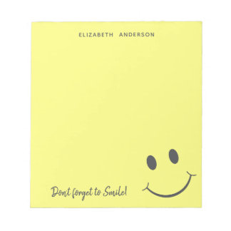 Cute Happy Yellow Face Smile Add Name Notepad