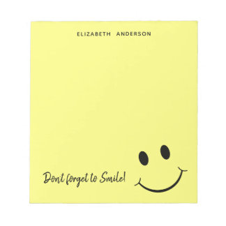 Cute Happy Yellow Face Smile Personalized Notepad