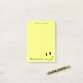 Cute Happy Yellow Face Smile Personalized Post-it Notes (On Desk)