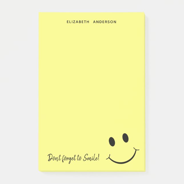 Cute Happy Yellow Face Smile Personalized Post-it Notes (Front)