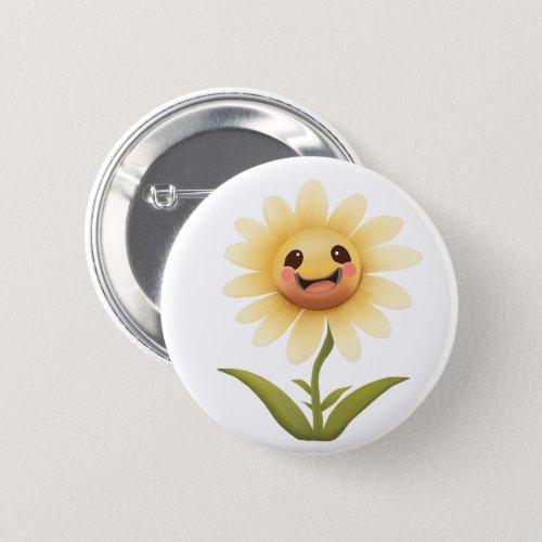 Cute Happy Yellow Flower Button