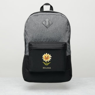 Cute Happy Yellow Flower Personalized Name Port Authority® Backpack