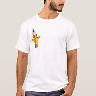 Cute Happy Yellow Pencil Character with Open Arms T-Shirt
