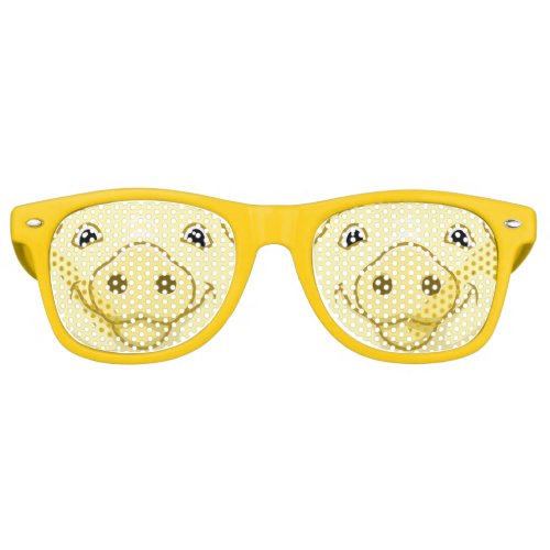Cute Happy Yellow Pig Face Retro Sunglasses