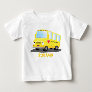Cute happy yellow school bus cartoon baby T-Shirt