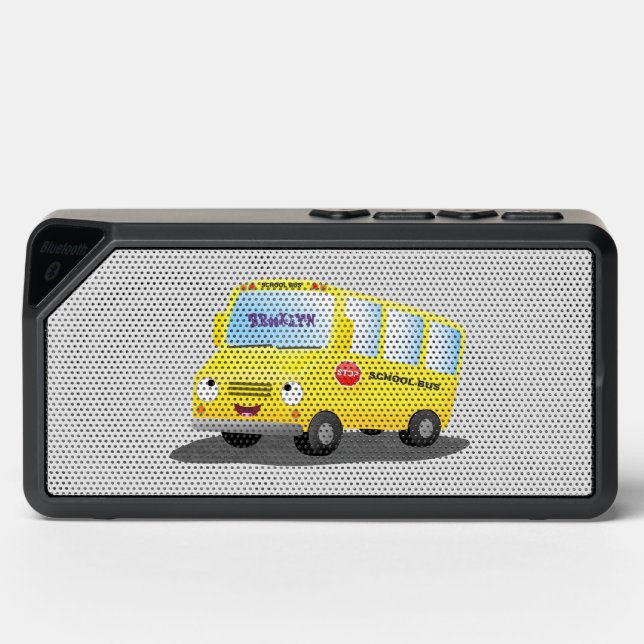 Cute happy yellow school bus cartoon bluetooth speaker (Front)