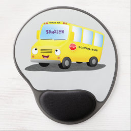 Cute happy yellow school bus cartoon gel mouse pad