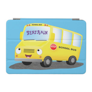 Cute happy yellow school bus cartoon iPad mini cover