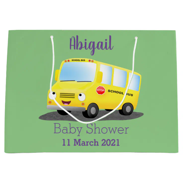 Cute happy yellow school bus cartoon large gift bag | Zazzle Cute happy yellow school bus cartoon large gift bag | Zazzle