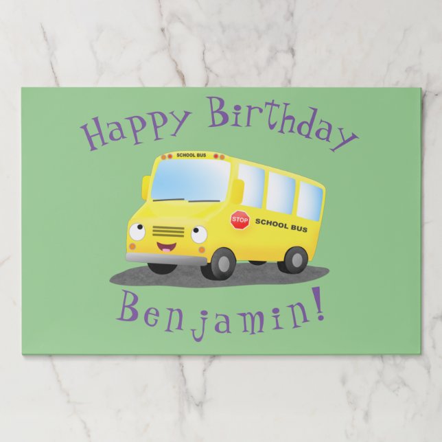 Cute happy yellow school bus cartoon paper pad (Front)