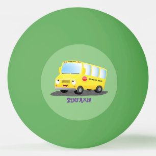 Cute happy yellow school bus cartoon ping pong ball
