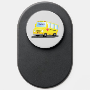 Cute happy yellow school bus cartoon PopSocket