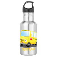 School Bus Kids 12oz Flip Top Water Bottle Personalized 