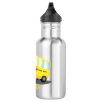 School Bus Kids 12oz Flip Top Water Bottle Personalized 