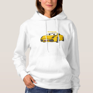 Cute happy yellow sports car cartoon hoodie