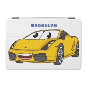 Cute happy yellow sports car cartoon iPad mini cover
