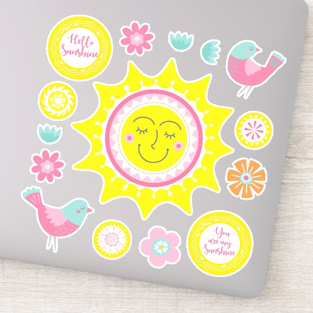 Cute Happy Yellow Sunshine Sticker (Detail)