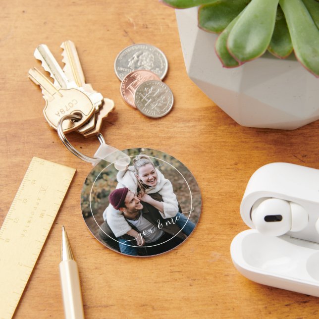 Cute Happy You And Me In Love Classy Elegant Quote Keychain (Desk)