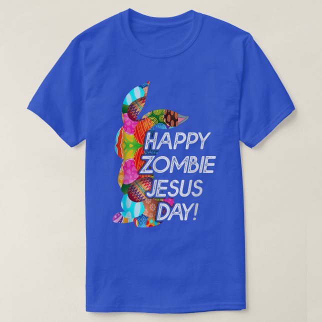 Cute Happy Zombie Jesus Day Easter Bunny For Men W T-Shirt (Design Front)