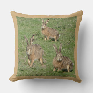 Cute Hare(s) Close up Collage Throw Pillow
