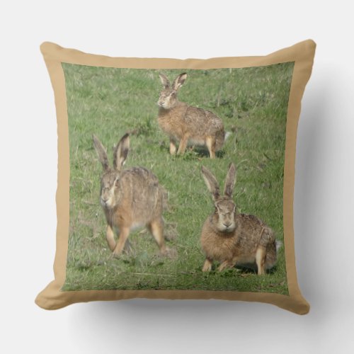 Cute Hares Close up Collage Throw Pillow