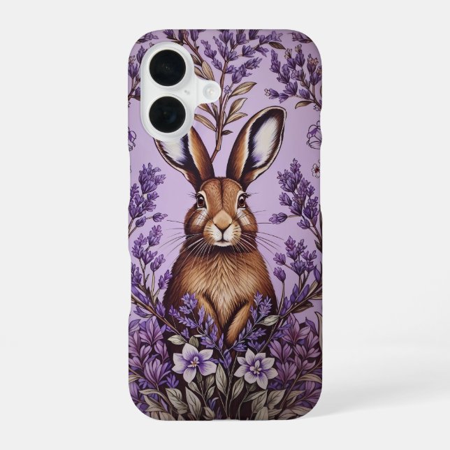 Cute Hare With Lavender William Morris Inspired  Iphone Case (Back)