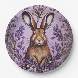 Cute Hare With Lavender William Morris Inspired  Paper Plates