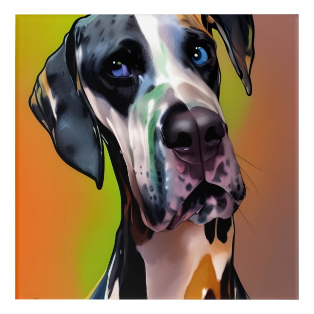  Cute Harlequin Great Dane Acrylic Print (Front)