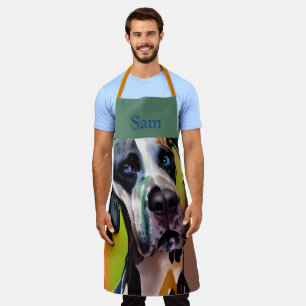 Cute Harlequin Great Dane Apron