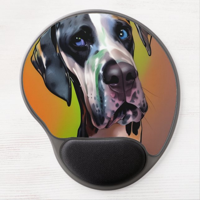  Cute Harlequin Great Dane   Gel Mouse Pad (Front)