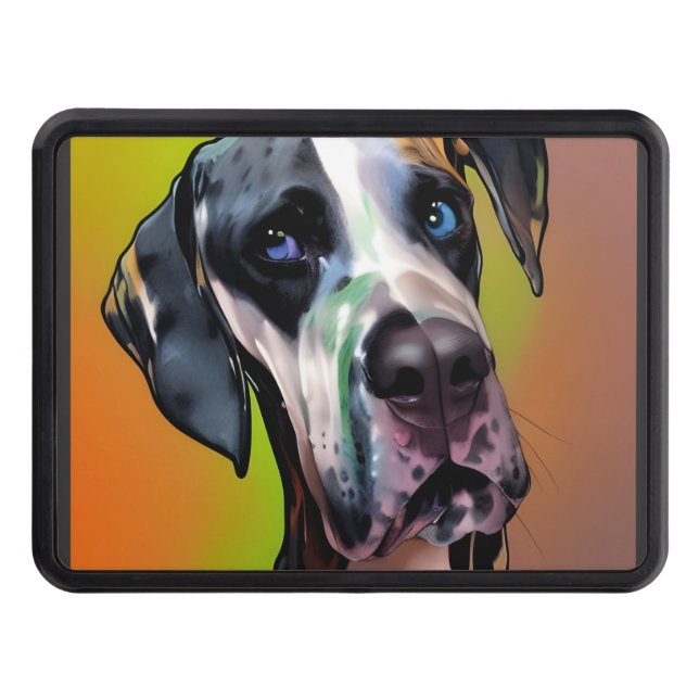  Cute Harlequin Great Dane  Hitch Cover (Front)
