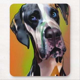 Cute Harlequin Great Dane Mouse Pad