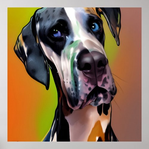  Cute Harlequin Great Dane Poster