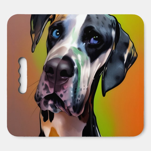  Cute Harlequin Great Dane Seat Cushion (Front Horizontal)