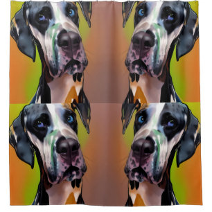 Cute Harlequin Great Dane Shower Curtain