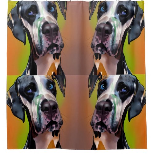  Cute Harlequin Great Dane   Shower Curtain